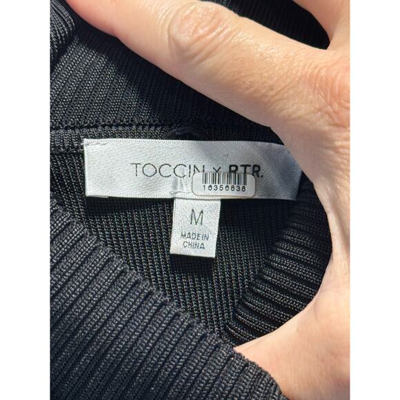 TOCCIN Racer Midi Dress Back Cutout Turtleneck Long Sleeves Knit Size M Rt $455 - Picture 8 of 12